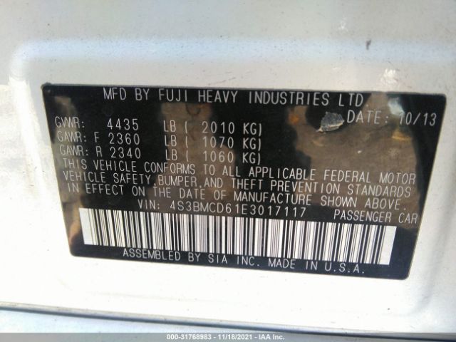 Photo 8 VIN: 4S3BMCD61E3017117 - SUBARU LEGACY 