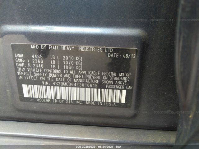 Photo 8 VIN: 4S3BMCD64E3010615 - SUBARU LEGACY 