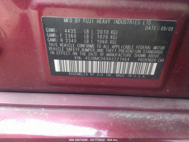 Photo 8 VIN: 4S3BMCD69A3221464 - SUBARU LEGACY 