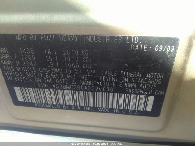 Photo 8 VIN: 4S3BMCG60A3220036 - SUBARU LEGACY 