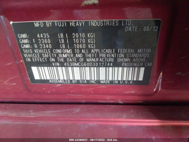 Photo 8 VIN: 4S3BMCG60D3012744 - SUBARU LEGACY 