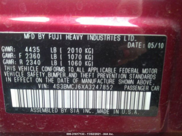 Photo 8 VIN: 4S3BMCJ6XA3247852 - SUBARU LEGACY 