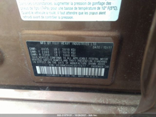 Photo 8 VIN: 4S3BMCK64C3017077 - SUBARU LEGACY 