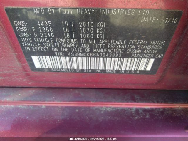 Photo 8 VIN: 4S3BMCK66A3243893 - SUBARU LEGACY 