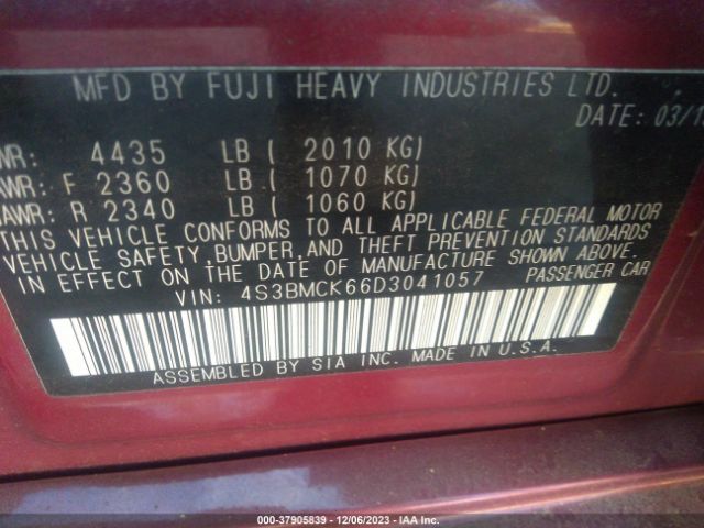 Photo 8 VIN: 4S3BMCK66D3041057 - SUBARU LEGACY 