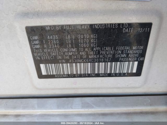 Photo 8 VIN: 4S3BMCK6XC3018167 - SUBARU LEGACY 