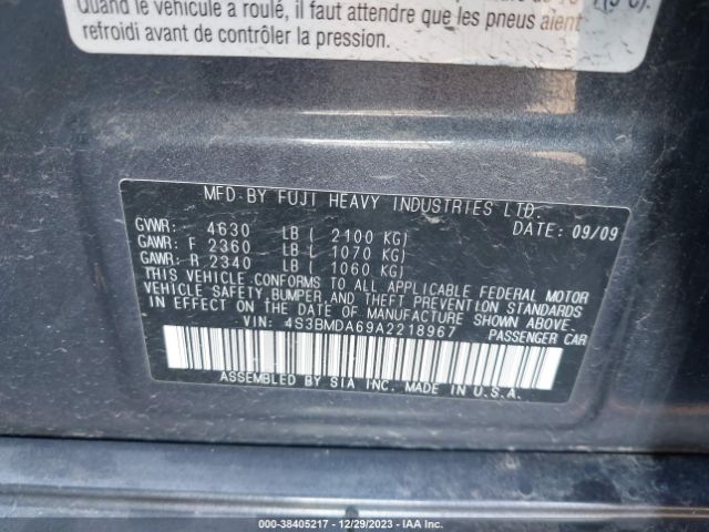 Photo 8 VIN: 4S3BMDA69A2218967 - SUBARU LEGACY 