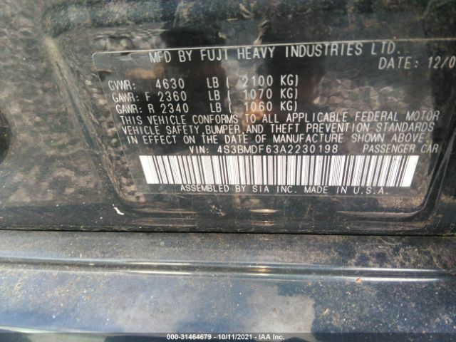 Photo 8 VIN: 4S3BMDF63A2230198 - SUBARU LEGACY 