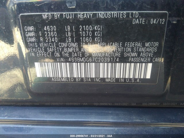 Photo 8 VIN: 4S3BMDG67C2039174 - SUBARU LEGACY 