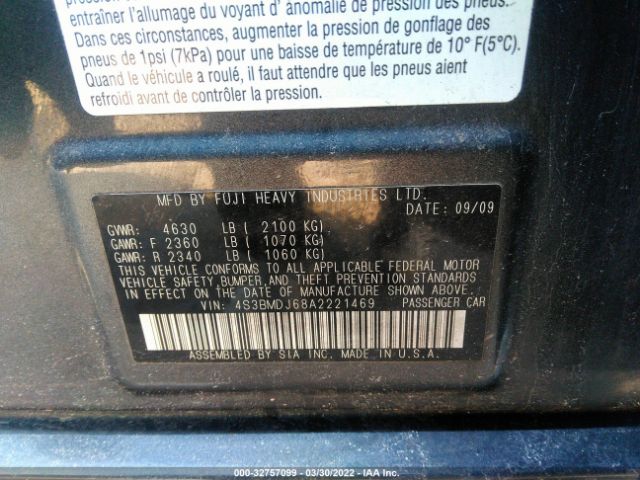 Photo 8 VIN: 4S3BMDJ68A2221469 - SUBARU LEGACY 