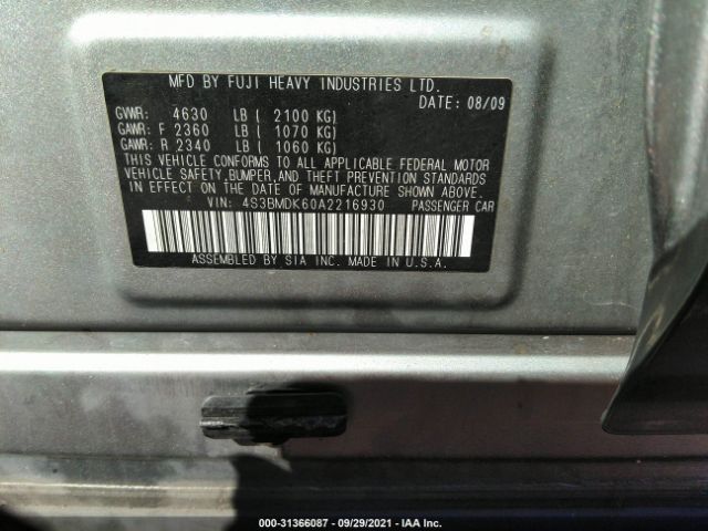 Photo 8 VIN: 4S3BMDK60A2216930 - SUBARU LEGACY 