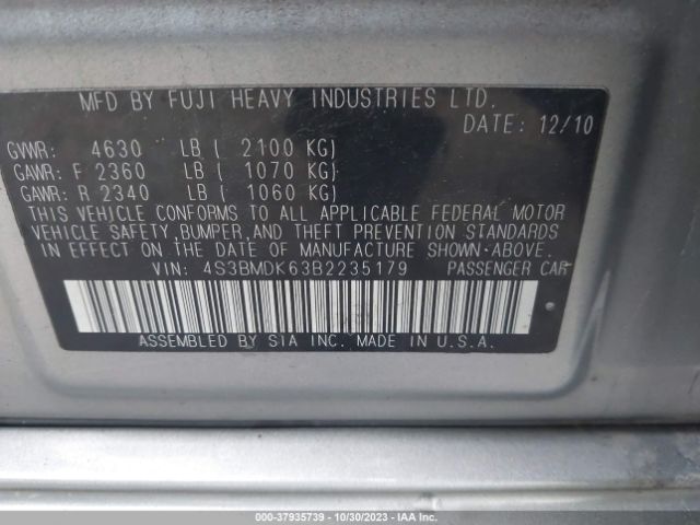 Photo 8 VIN: 4S3BMDK63B2235179 - SUBARU LEGACY 