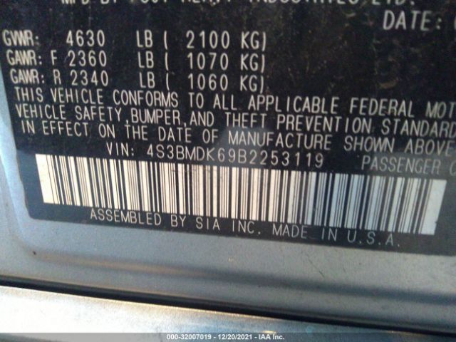 Photo 8 VIN: 4S3BMDK69B2253119 - SUBARU LEGACY 