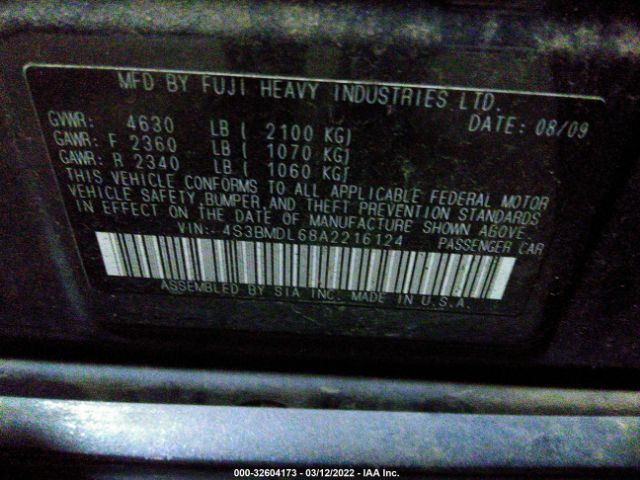 Photo 8 VIN: 4S3BMDL68A2216124 - SUBARU LEGACY 