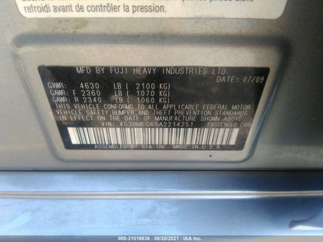 Photo 8 VIN: 4S3BMEG65A2214251 - SUBARU LEGACY 