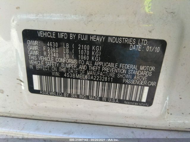 Photo 8 VIN: 4S3BMEL60A2232811 - SUBARU LEGACY 