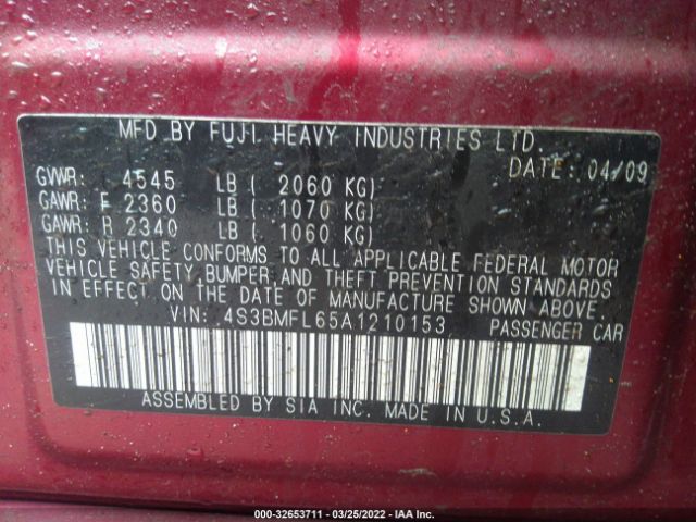 Photo 8 VIN: 4S3BMFL65A1210153 - SUBARU LEGACY 