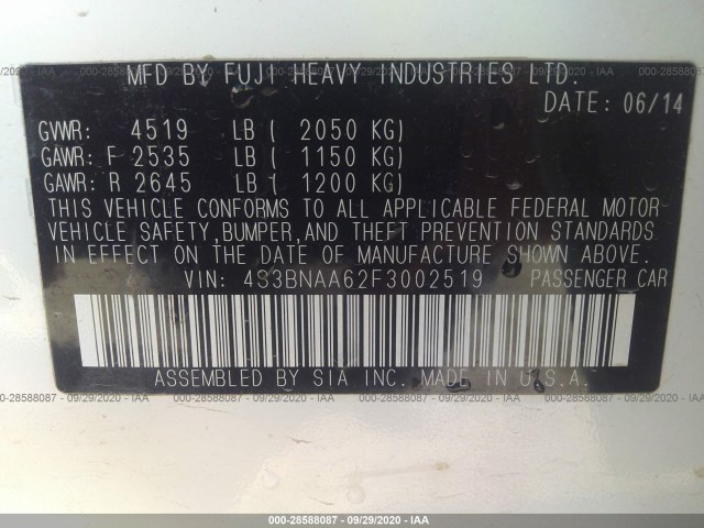 Photo 8 VIN: 4S3BNAA62F3002519 - SUBARU LEGACY 