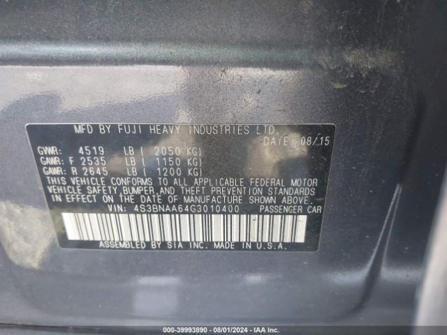 Photo 8 VIN: 4S3BNAA64G3010400 - SUBARU LEGACY 