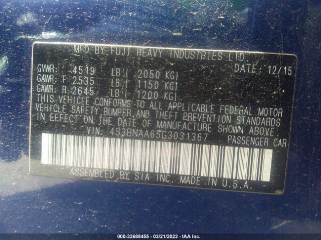 Photo 8 VIN: 4S3BNAA65G3031367 - SUBARU LEGACY 