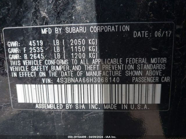 Photo 8 VIN: 4S3BNAA66H3068140 - SUBARU LEGACY 