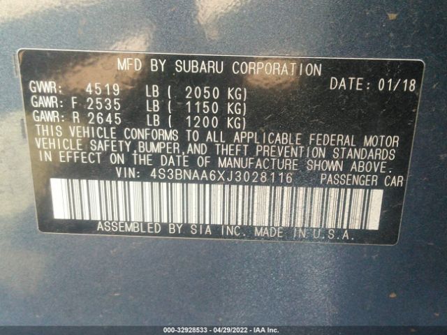 Photo 8 VIN: 4S3BNAA6XJ3028116 - SUBARU LEGACY 