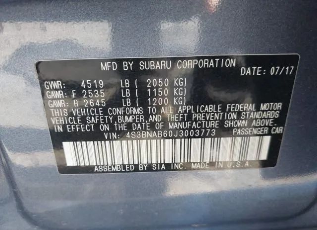 Photo 8 VIN: 4S3BNAB60J3003773 - SUBARU LEGACY 