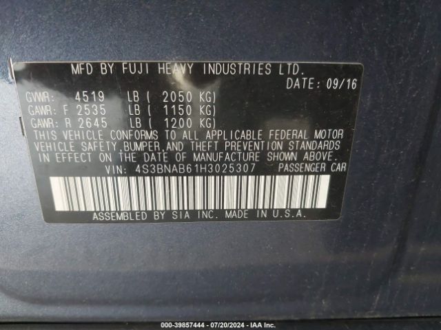 Photo 8 VIN: 4S3BNAB61H3025307 - SUBARU LEGACY 