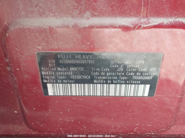 Photo 8 VIN: 4S3BNAB64H3007903 - SUBARU LEGACY 