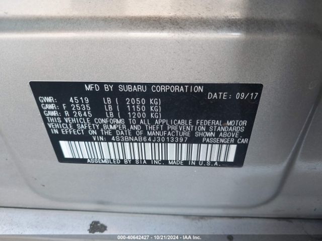 Photo 8 VIN: 4S3BNAB64J3013397 - SUBARU LEGACY 