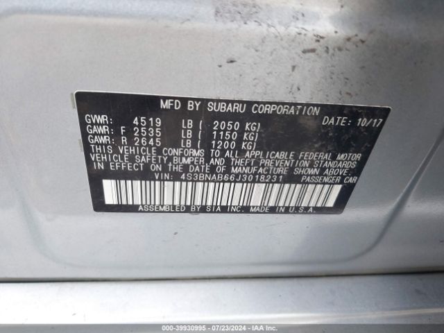 Photo 8 VIN: 4S3BNAB66J3018231 - SUBARU LEGACY 