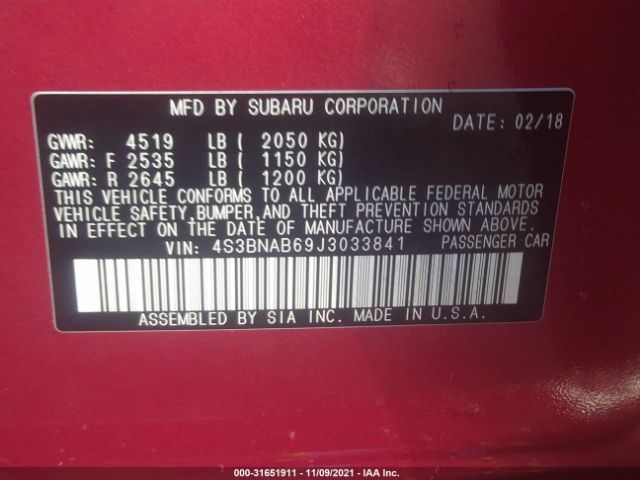 Photo 8 VIN: 4S3BNAB69J3033841 - SUBARU LEGACY 