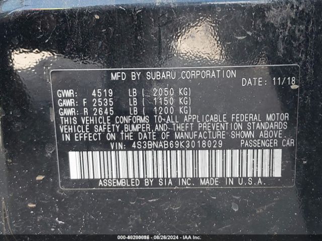 Photo 8 VIN: 4S3BNAB69K3018029 - SUBARU LEGACY 