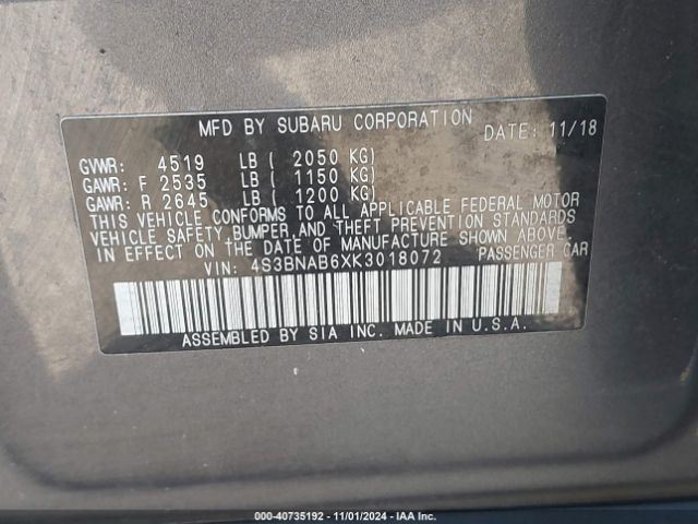 Photo 8 VIN: 4S3BNAB6XK3018072 - SUBARU LEGACY 