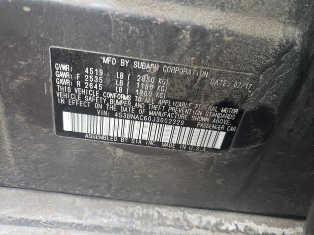 Photo 9 VIN: 4S3BNAC60J3002329 - SUBARU LEGACY 