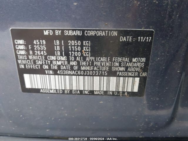 Photo 8 VIN: 4S3BNAC60J3023715 - SUBARU LEGACY 