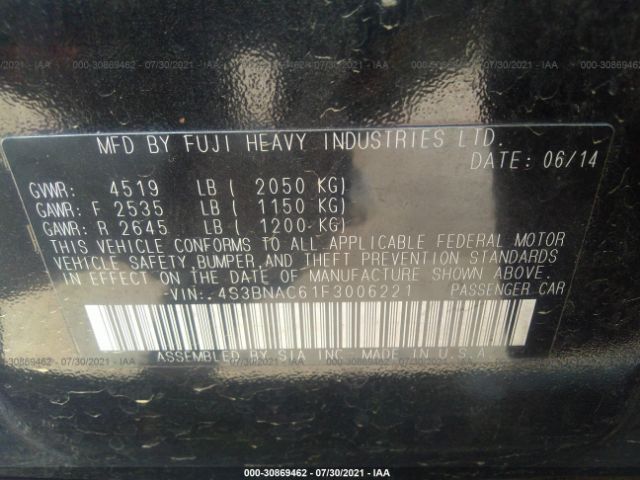 Photo 8 VIN: 4S3BNAC61F3006221 - SUBARU LEGACY 