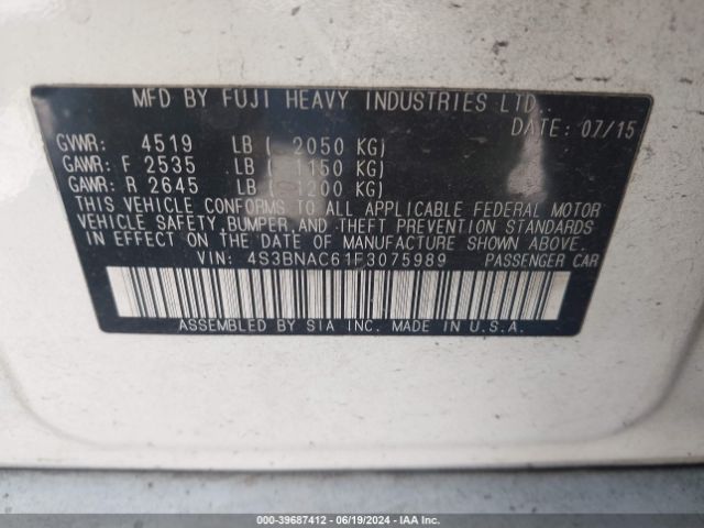 Photo 8 VIN: 4S3BNAC61F3075989 - SUBARU LEGACY 