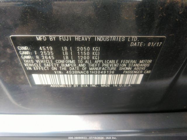 Photo 8 VIN: 4S3BNAC61H3049136 - SUBARU LEGACY 