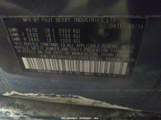 Photo 8 VIN: 4S3BNAC62F3005773 - SUBARU LEGACY 