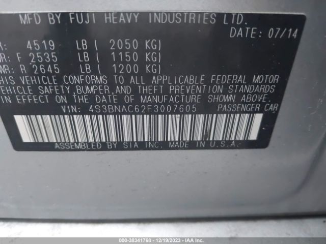 Photo 8 VIN: 4S3BNAC62F3007605 - SUBARU LEGACY 