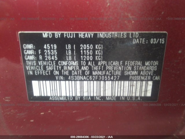 Photo 8 VIN: 4S3BNAC62F3055427 - SUBARU LEGACY 