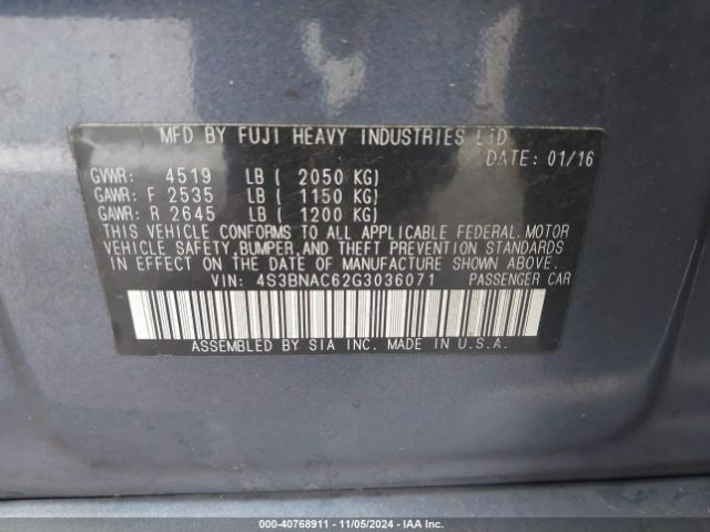 Photo 8 VIN: 4S3BNAC62G3036071 - SUBARU LEGACY 