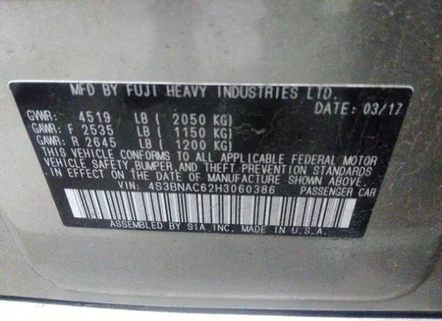 Photo 8 VIN: 4S3BNAC62H3060386 - SUBARU LEGACY 