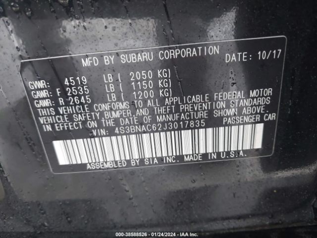 Photo 8 VIN: 4S3BNAC62J3017835 - SUBARU LEGACY 