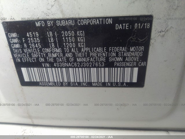 Photo 8 VIN: 4S3BNAC62J3027653 - SUBARU LEGACY 