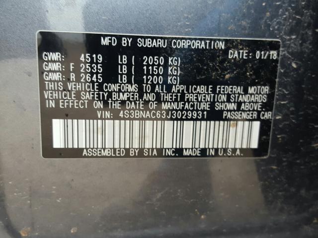 Photo 9 VIN: 4S3BNAC63J3029931 - SUBARU LEGACY 2.5 