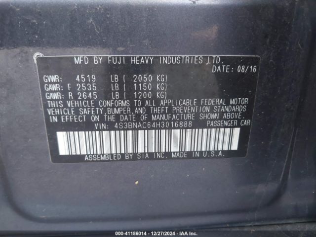 Photo 8 VIN: 4S3BNAC64H3016888 - SUBARU LEGACY 