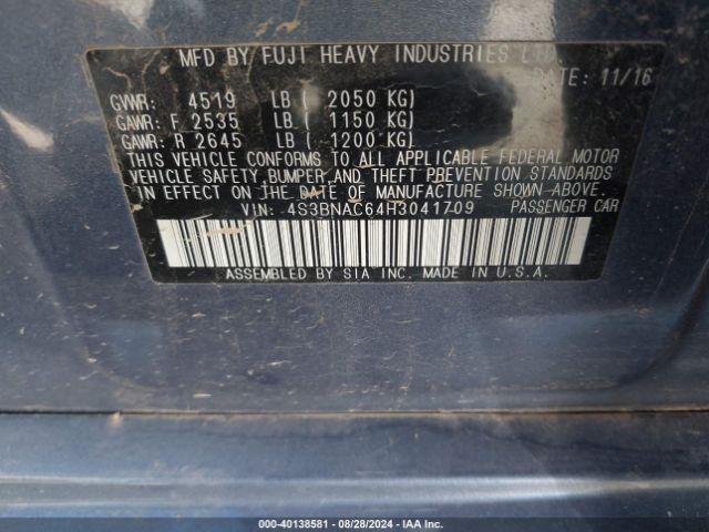 Photo 8 VIN: 4S3BNAC64H3041709 - SUBARU LEGACY 