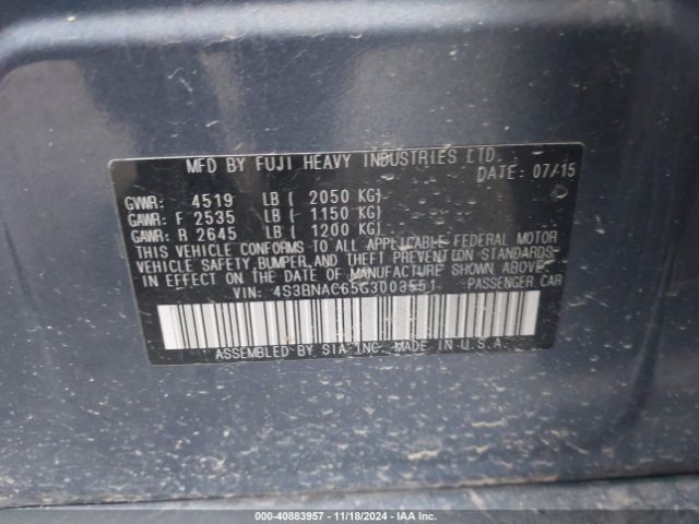 Photo 8 VIN: 4S3BNAC65G3003551 - SUBARU LEGACY 